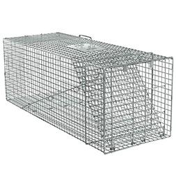 Extra Large 1-Door Live Animal Cage Trap Spring Loaded Colla